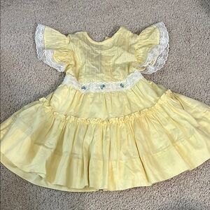 Vintage Buttercup Yellow Dress with Lace Details